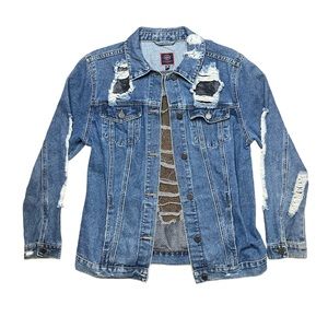Distressed y2k jean jacket